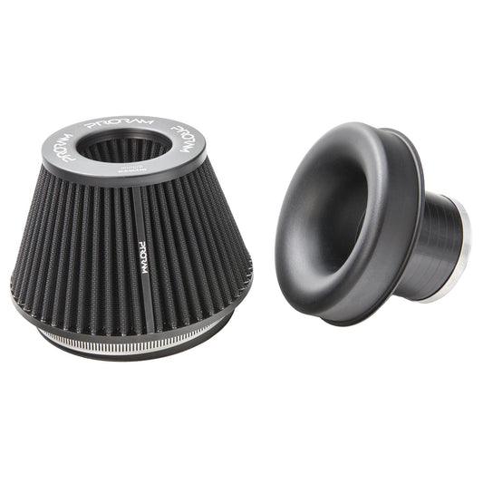 PRORAM 102mm ID Neck Medium Cone Air Filter with Velocity Stack and Coupling