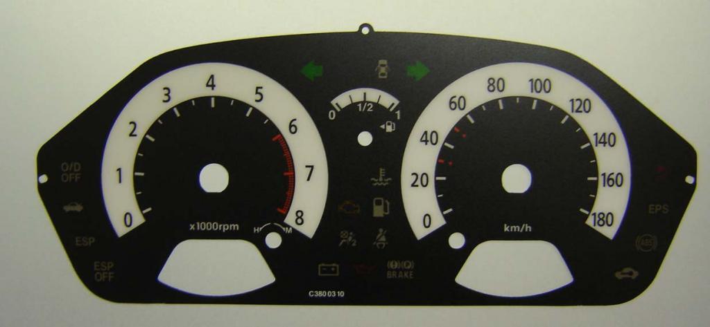 Lockwood Kia Picanto Petrol KMH BLACK Dial Conversion Kit C380