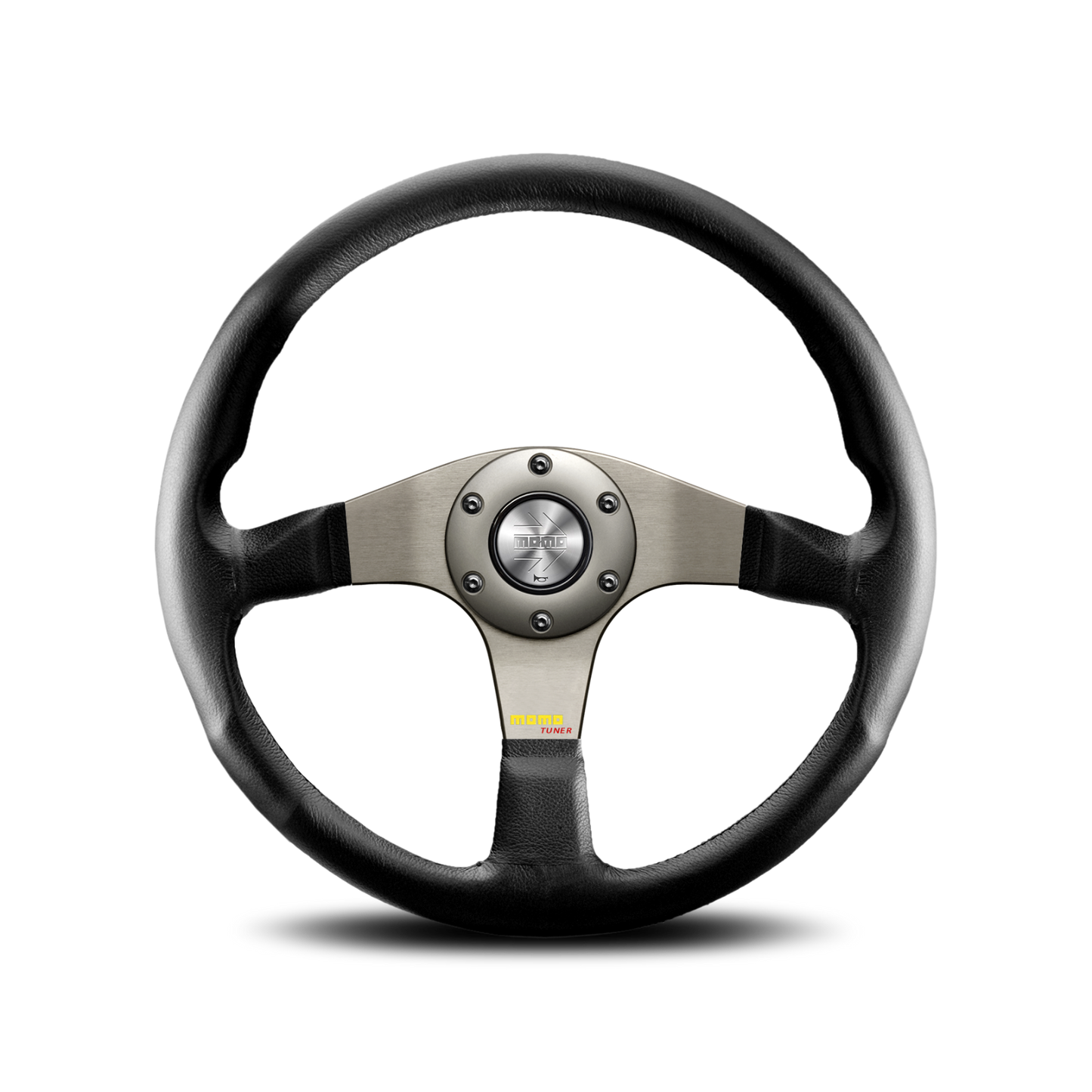 Momo Steering wheel (street) - TUNER - SILVER/BLACK LEATHER Ø350mm