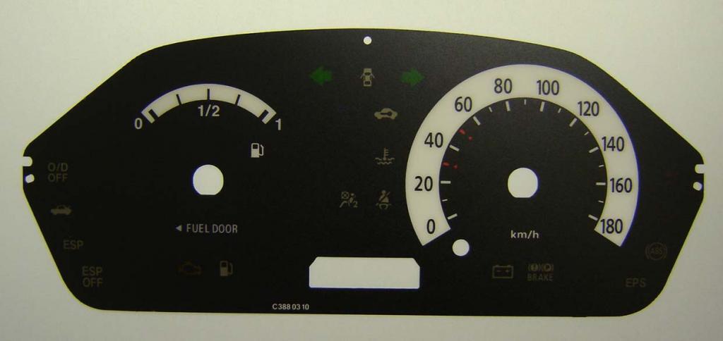 Lockwood Kia Picanto Petrol KMH no Rev Counter BLACK Dial Conversion Kit C388