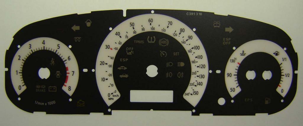 Lockwood Kia Cee'd Petrol 0-150MPH/0-8000RPM BLACK Dial Conversion Kit C391