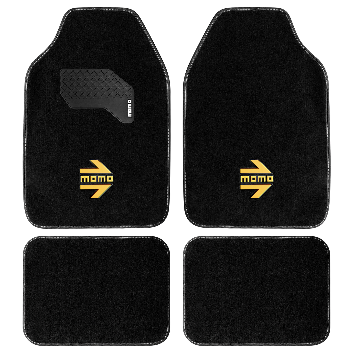 Momo Car Floor Mat - UNIVERSAL CARPET CAR MATS - ARROW LOGO - YELLOW - 4pcs