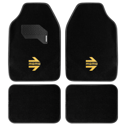 Momo Car Floor Mat - UNIVERSAL CARPET CAR MATS - ARROW LOGO - YELLOW - 4pcs