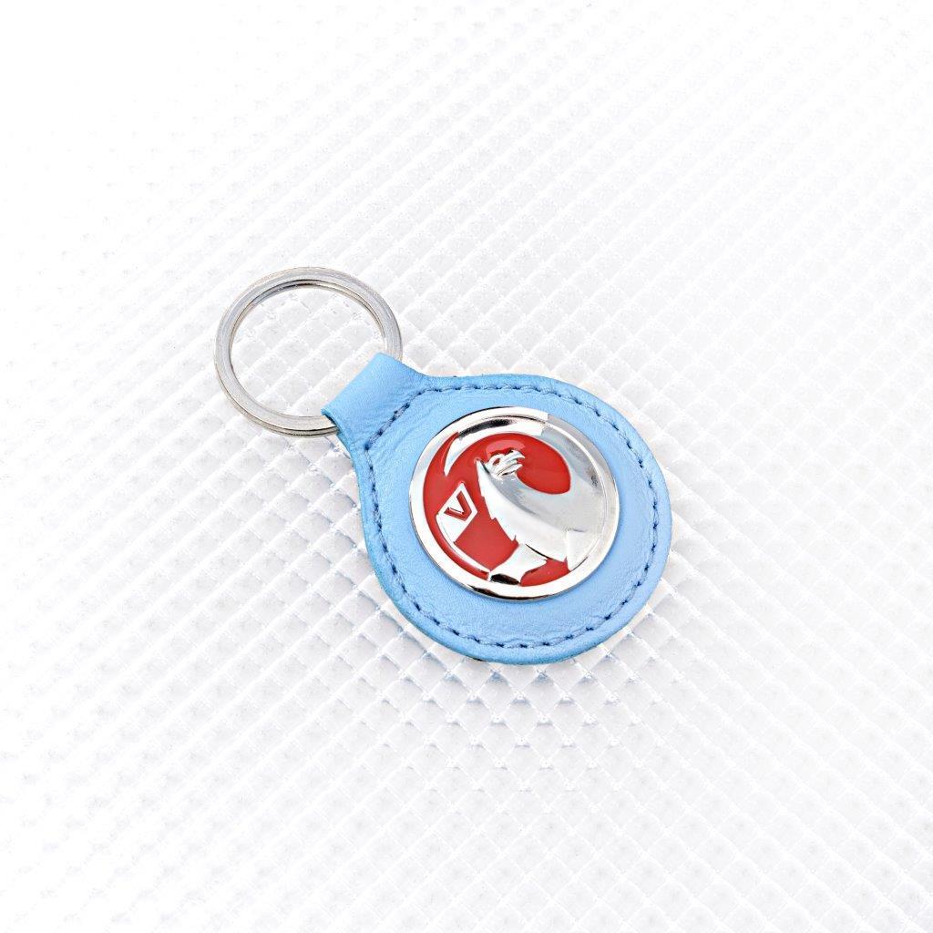 Richbrook 'Licensed' Vauxhall Logo Keyring with SKY BLUE Leather Key Fob